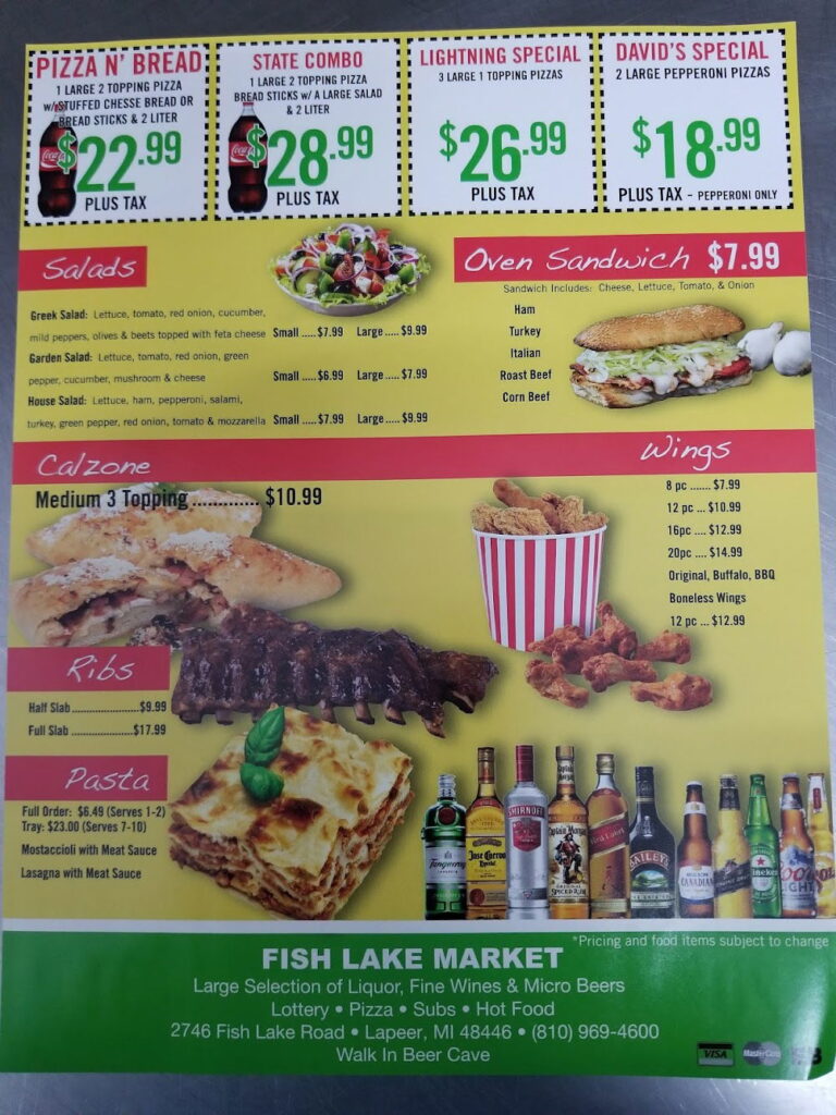 Fish Lake Market Liquor & Pizza Menu